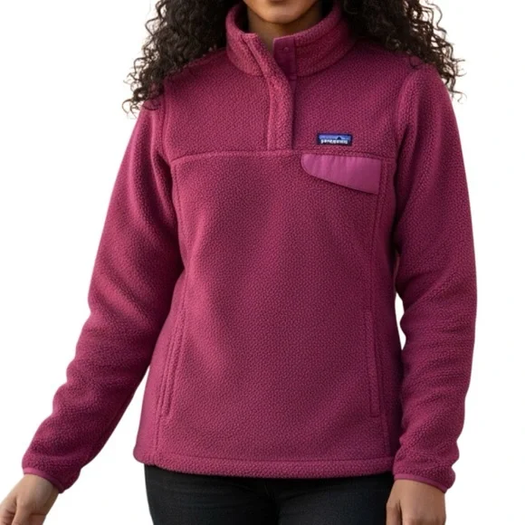 Patagonia Rubellite Star Pink Re-Tool Snap-T Pullover Fleece Sweater Top - Picture 3 of 12